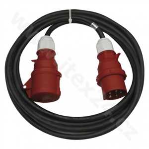 3 fázový venkovní prodlužovací kabel 10m / 1 zásuvka / černý / guma / 400 V / 2,5mm2
