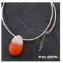 Živé šperky - Náhrdelník Slza oranžový s trvalými bílými květy