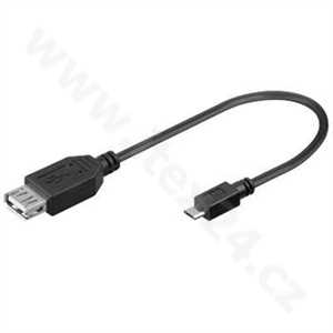 PremiumCord USB redukce kabel USB-A/female - microUSB/male 20cm OTG
