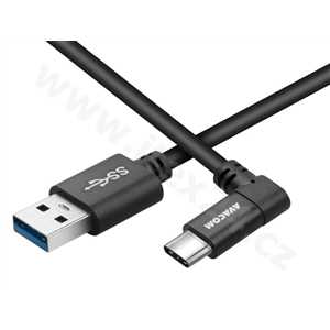 Avacom Datový a nabíjecí kabel USB - USB-C, 100cm, konektor v úhlu 90°, černý