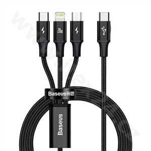 Baseus Rapid Series nabíjecí/datový kabel 3v1 USB-C/ (microUSB + Lightning PD 20W + USB-C) 1.5m černá