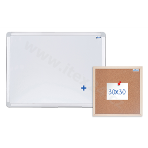 AVELI Magnetická tabule 60x45 cm, hliníkový rám + korková nástěnka 30x30 cm